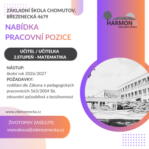 Inzerát - nabídka pracovní pozice - matematika